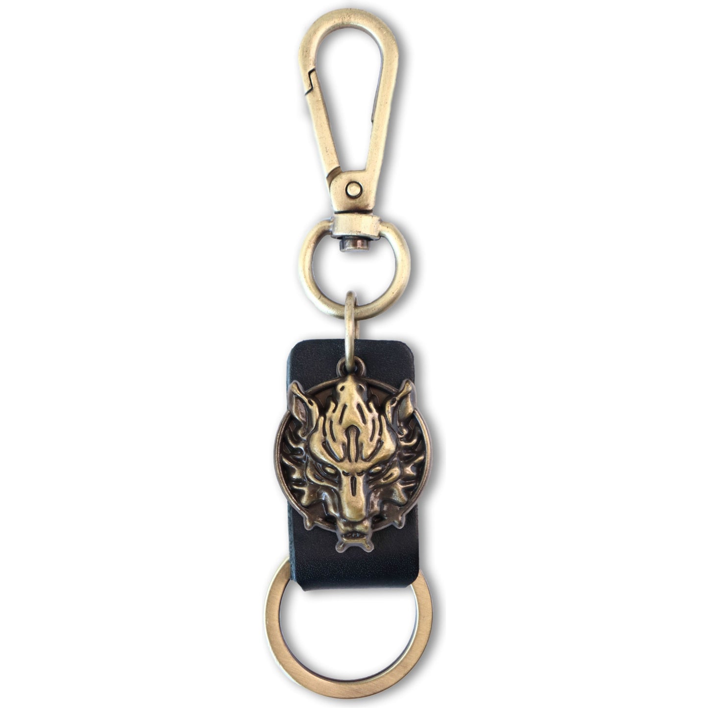 Wolf Keychain Charm – Handmade Vintage Leather – Wild Spirit Gift Keyring-AuPra