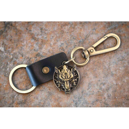 Wolf Keychain Charm – Handmade Vintage Leather – Wild Spirit Gift Keyring-AuPra