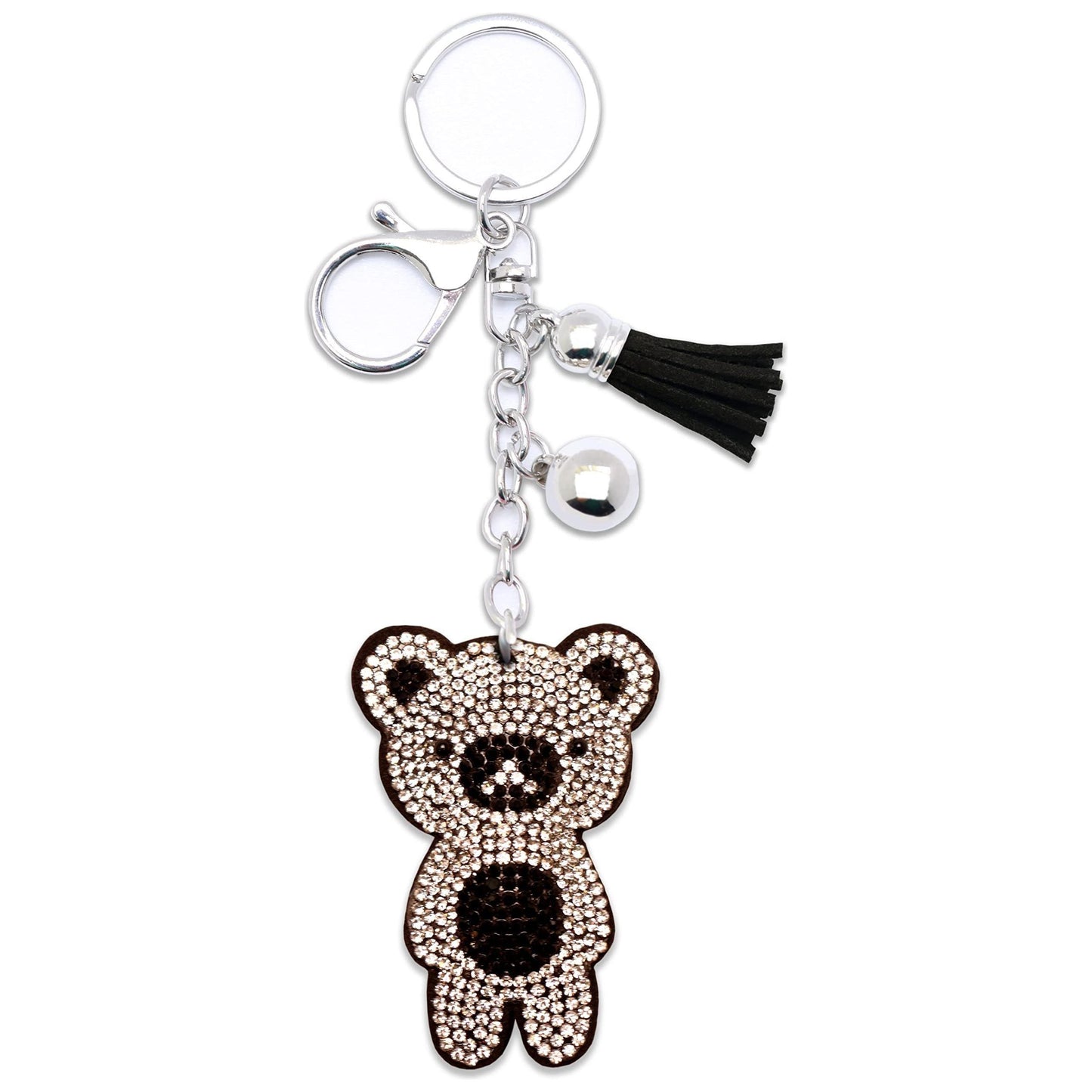 Panda Bear Crystal Keychain – Velvet Sparkle Tassel Charm – Clip Bag Keyring Gift for Girls-AuPra