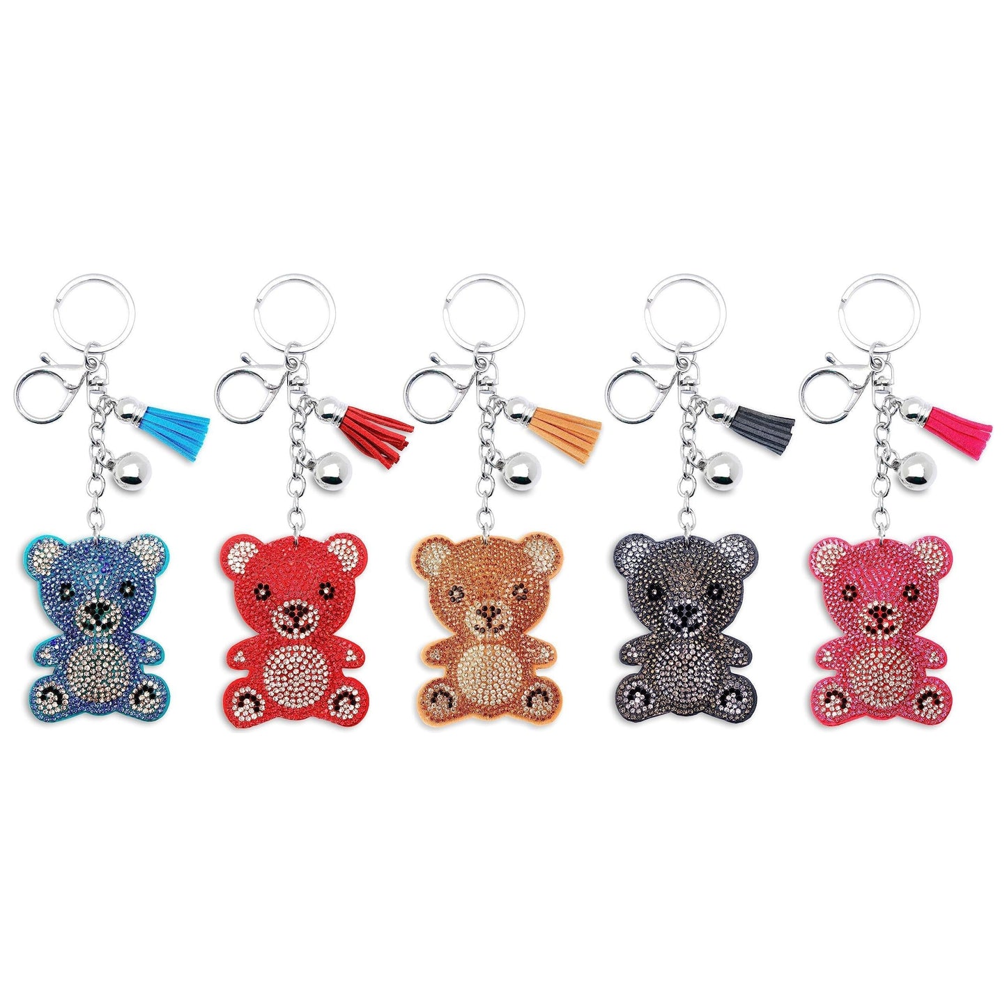 Teddy Bear Crystal Keychain – Velvet Sparkle Tassel Charm – Clip Bag Keyring Gift for Girls-AuPra
