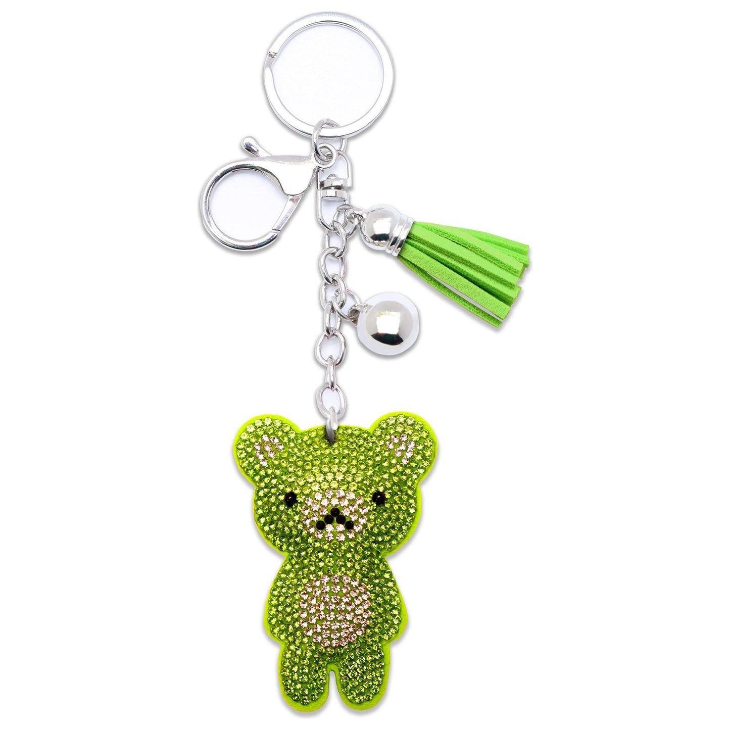 Teddy Bear Crystal Keychain – Velvet Sparkle Tassel Charm – Clip Bag Keyring Gift for Girls-AuPra