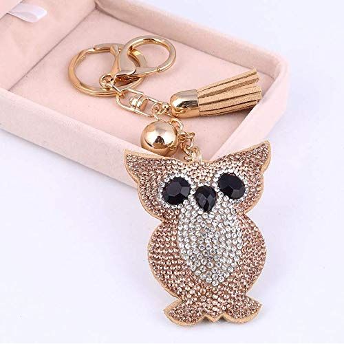 Owl Crystal Keychain – Velvet Sparkle Tassel Charm – Clip Bag Keyring Gift for Girls-AuPra