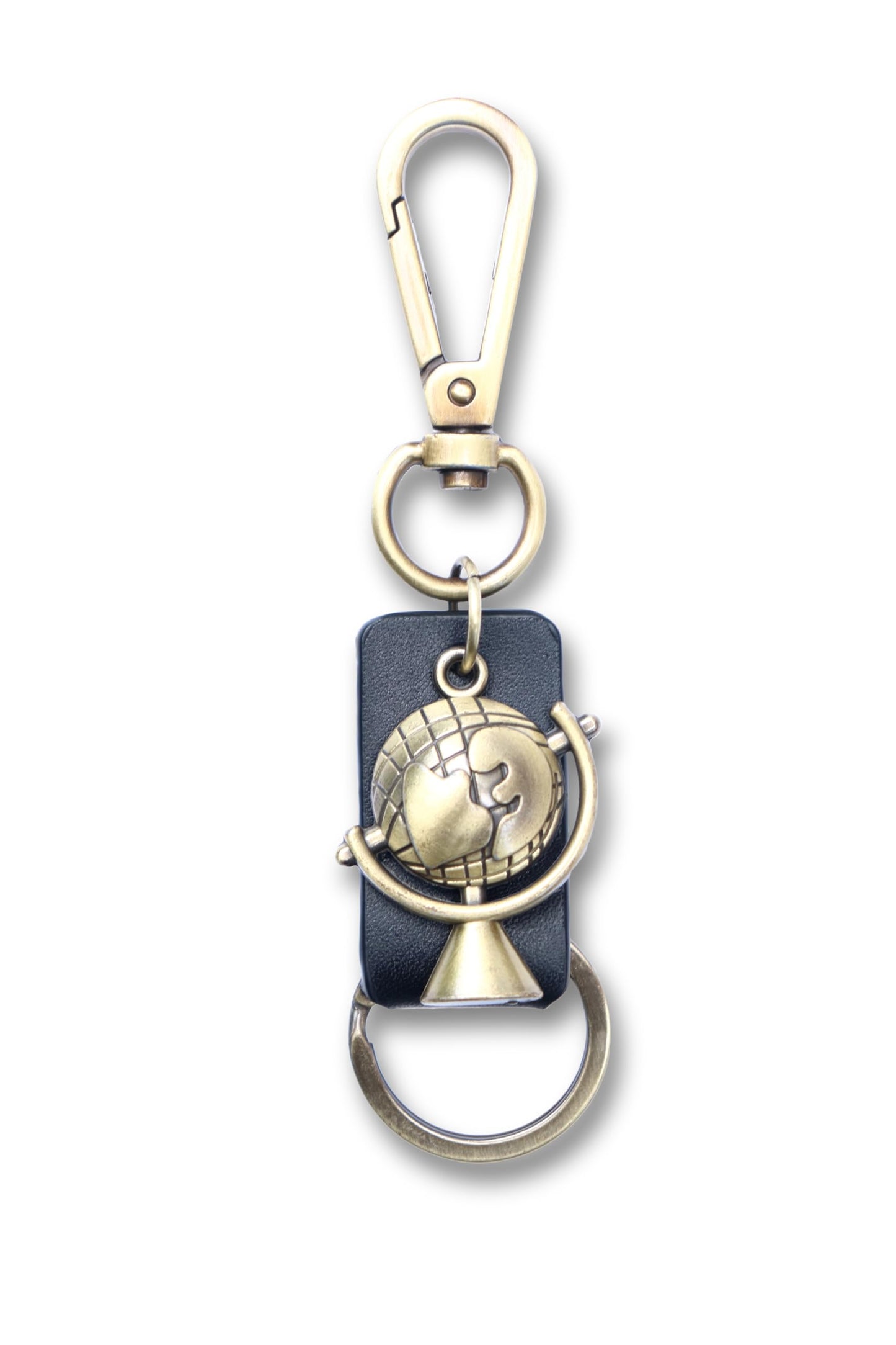 AuPra World Globe KeyChain Gift Women & Men Leather KeyRing Home Car Door Keys Holder Traveler Present