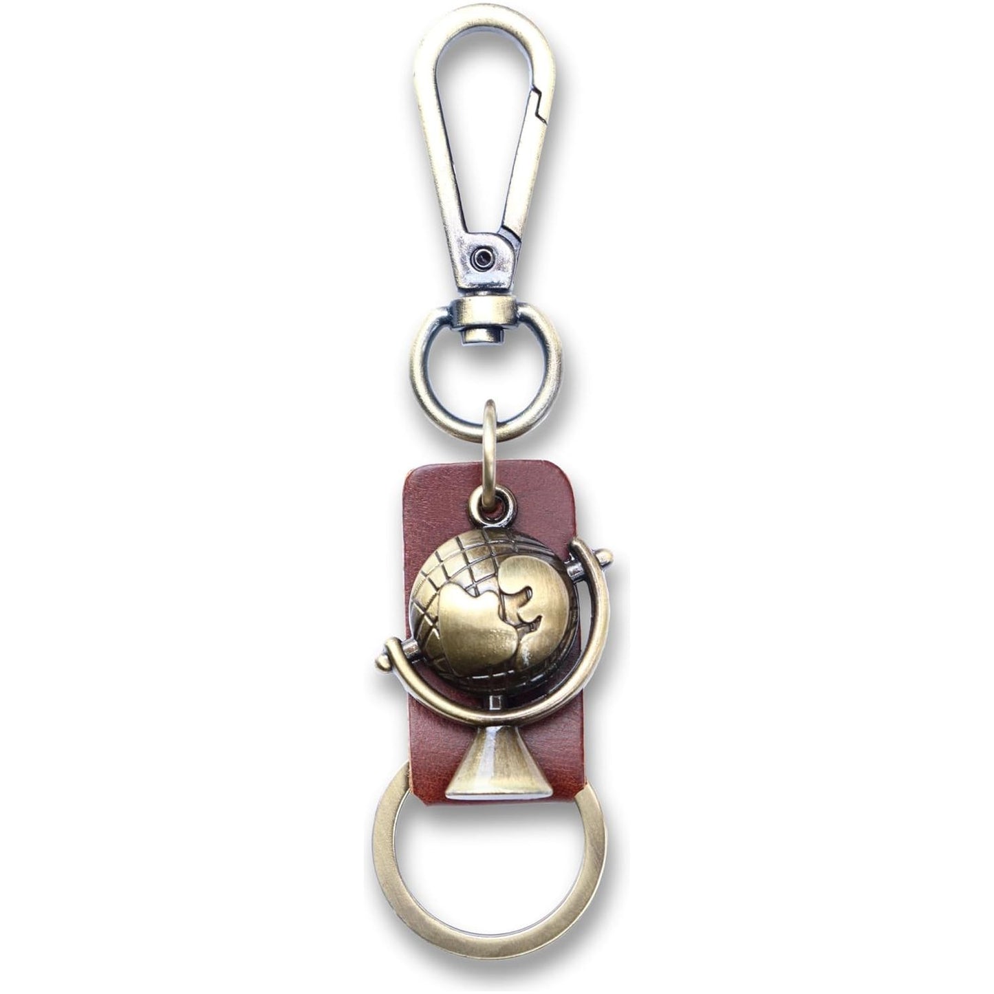 Globe Keychain Charm – Handmade Vintage Leather – Travel Lover Gift Keyring-AuPra