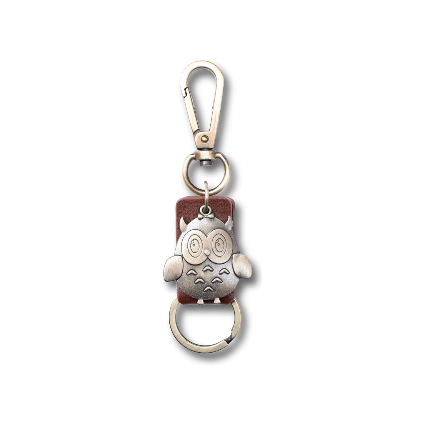 Owl Keychain Charm – Handmade Vintage Leather – Bird Gift Keyring-AuPra