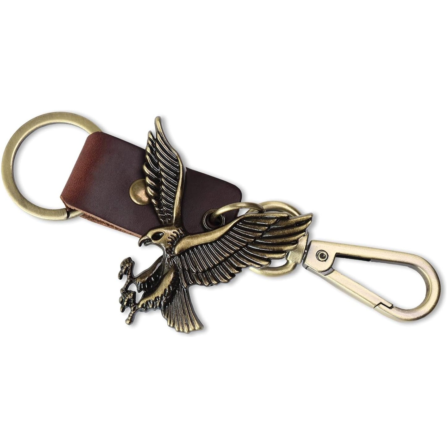 Eagle Keychain Charm – Handmade Vintage Leather – Bird Gift Keyring-AuPra