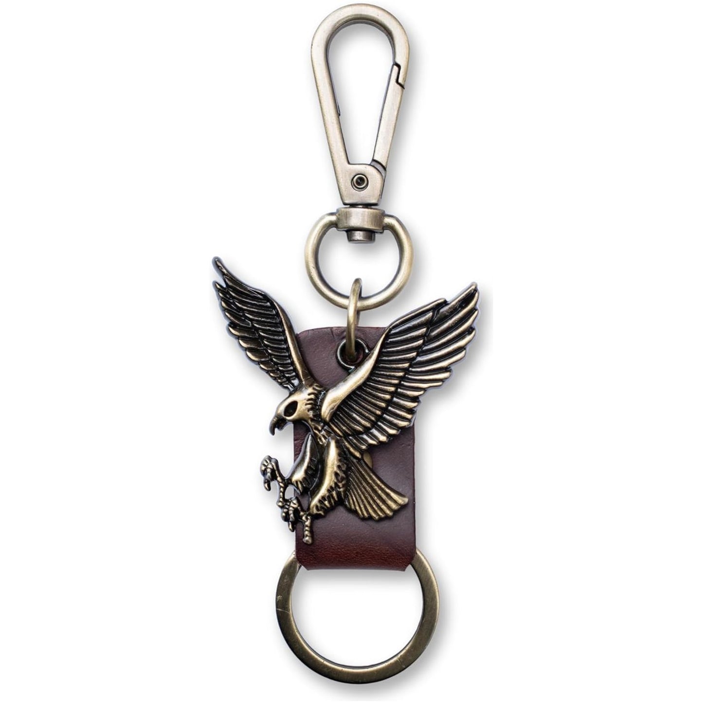 Eagle Keychain Charm – Handmade Vintage Leather – Bird Gift Keyring-AuPra
