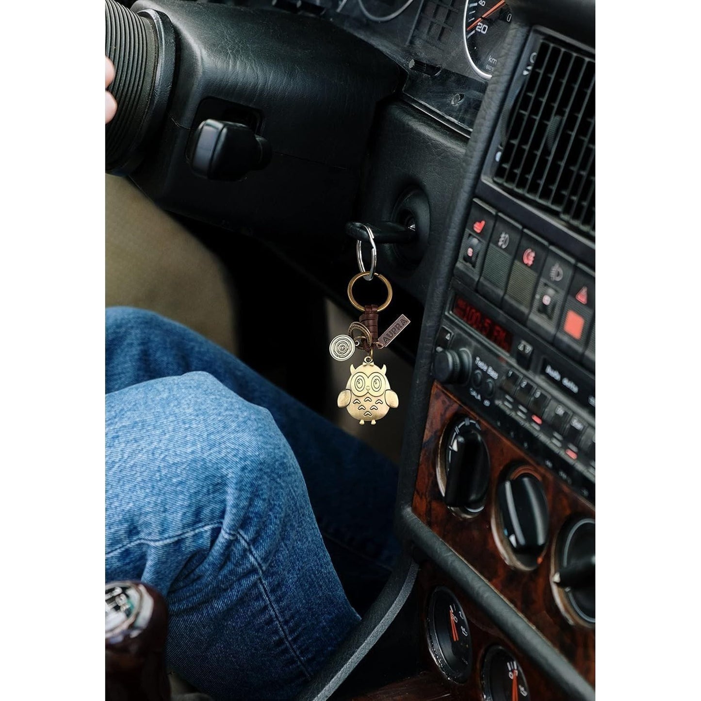 Owl Keychain Charm – Handmade Vintage Leather – Bird Gift Keyring-AuPra