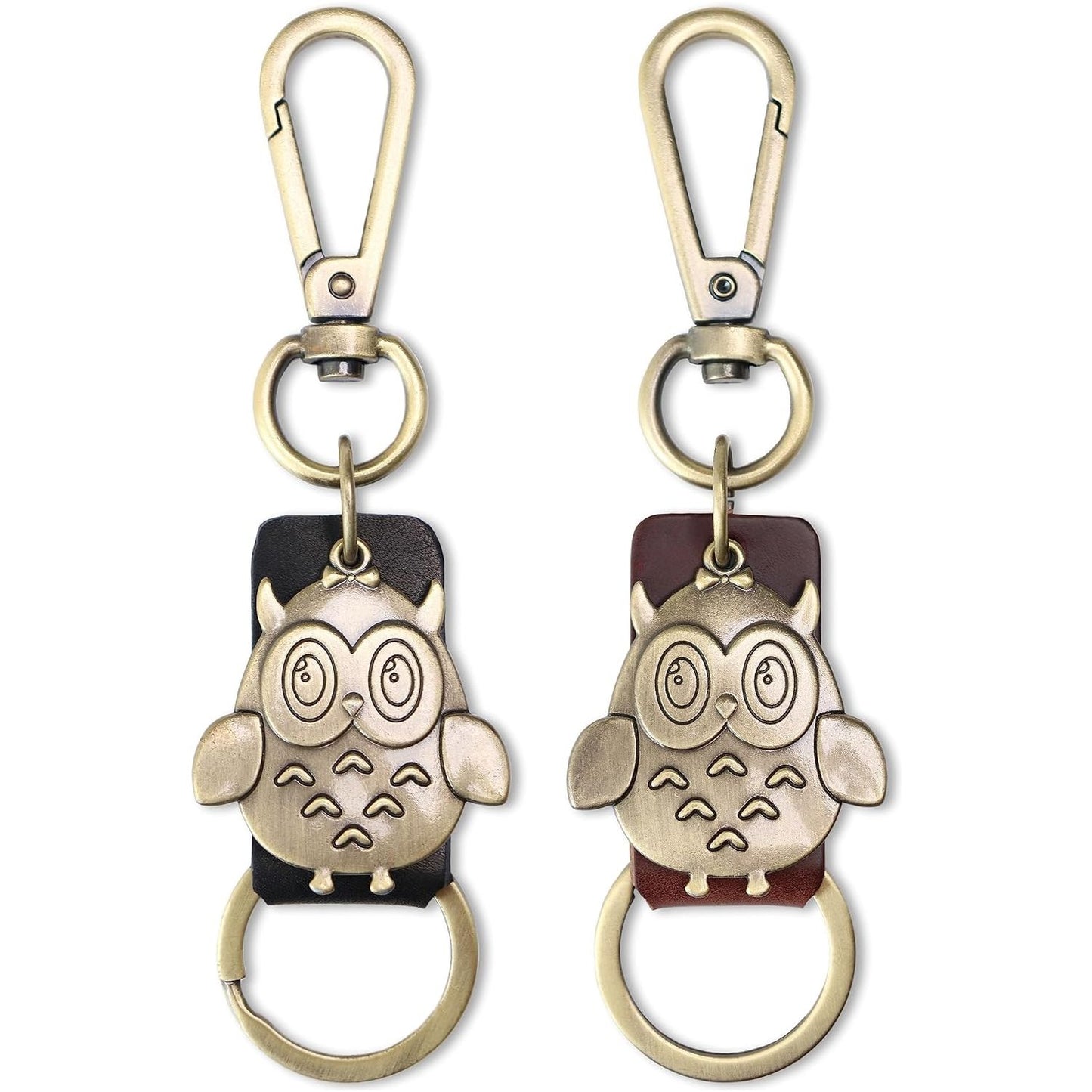 Owl Keychain Charm – Handmade Vintage Leather – Bird Gift Keyring-AuPra