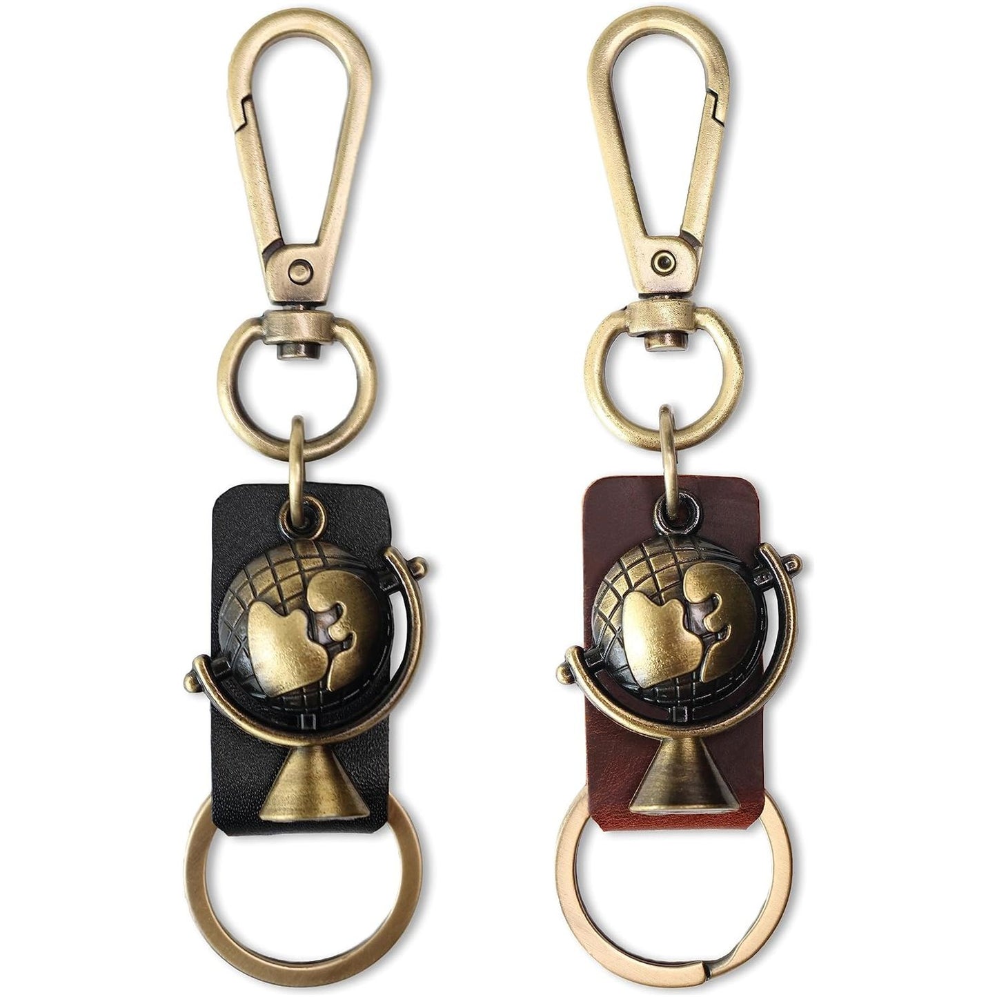 Globe Keychain Charm – Handmade Vintage Leather – Travel Lover Gift Keyring-AuPra