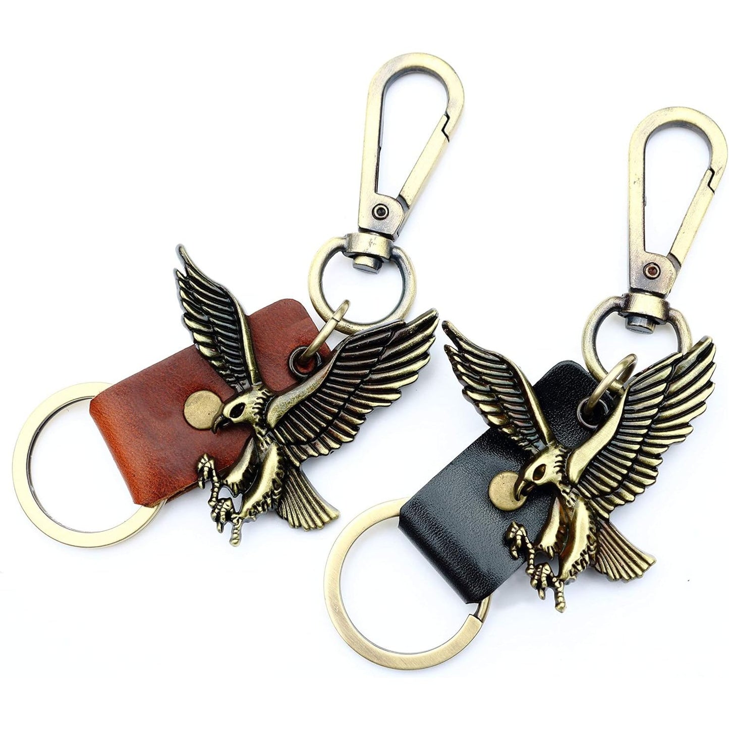 Eagle Keychain Charm – Handmade Vintage Leather – Bird Gift Keyring-AuPra