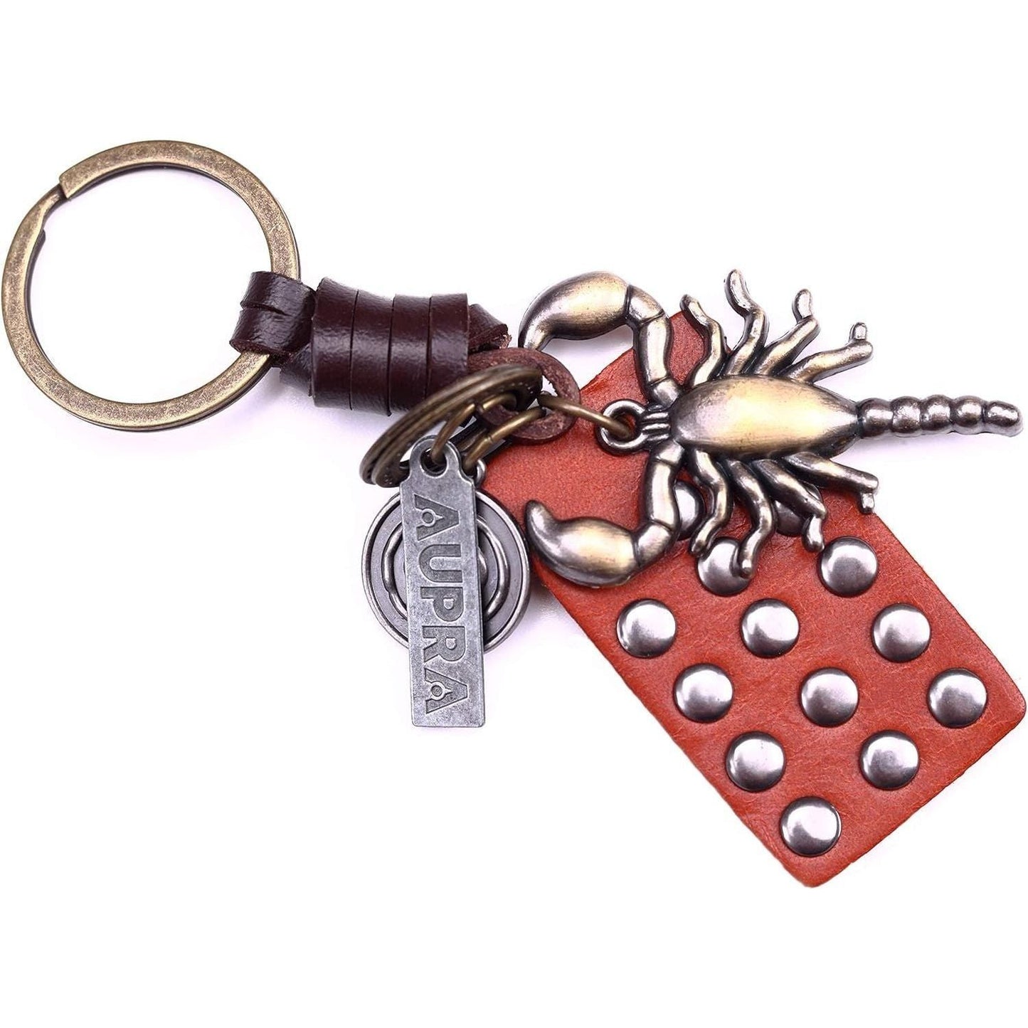 Scorpion Keychain Charm – Handmade Vintage Leather – Reptile Gift Keyring-AuPra