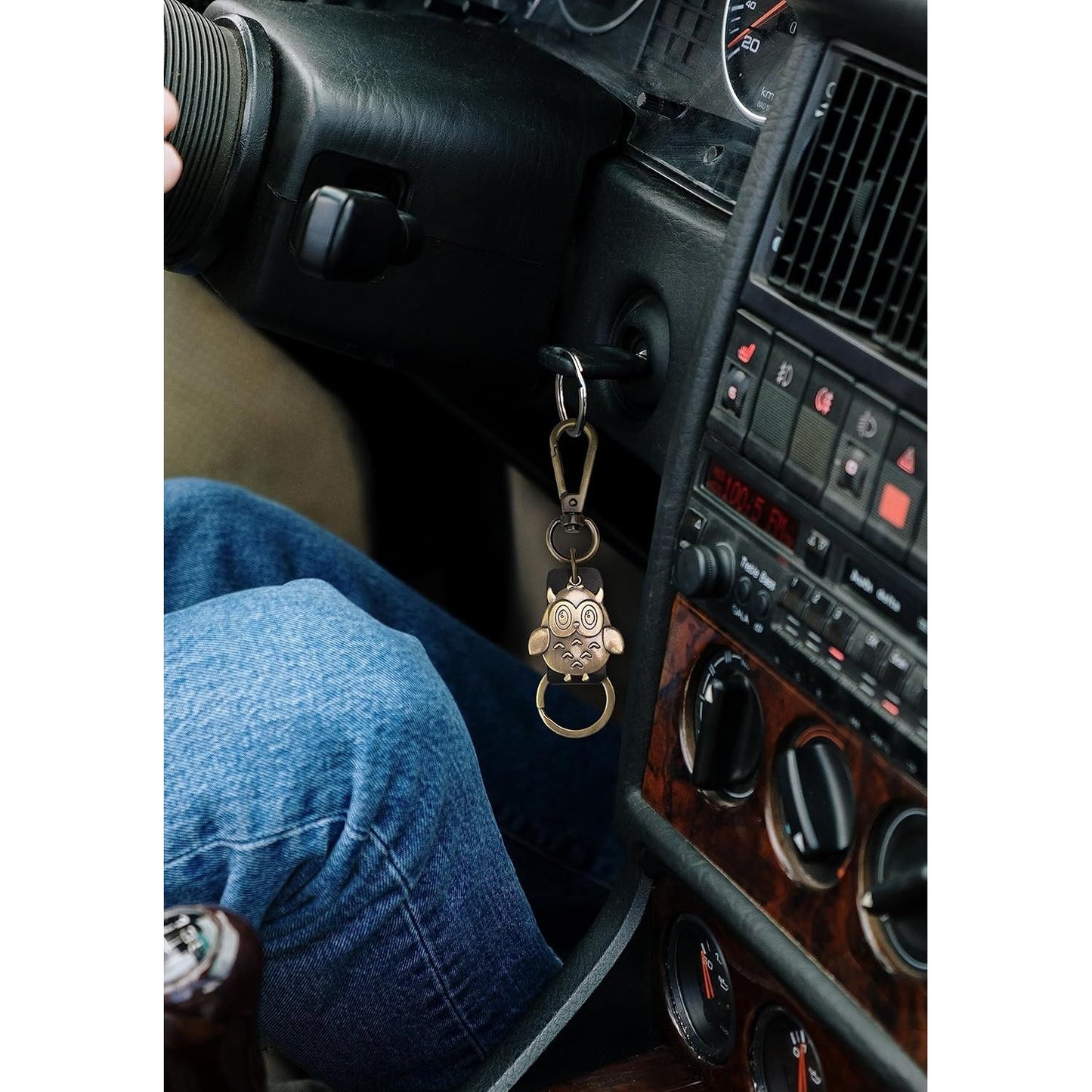 Owl Keychain Charm – Handmade Vintage Leather – Bird Gift Keyring-AuPra