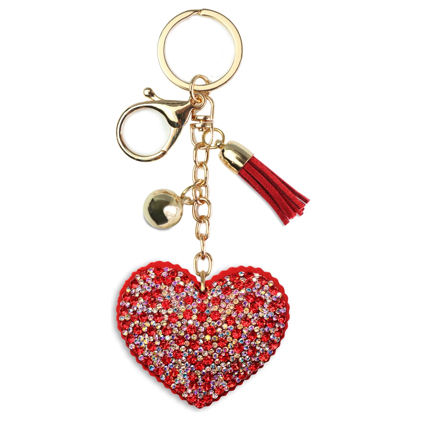 Heart Crystal Keychain – Velvet Sparkle Tassel Charm – Clip Bag Keyring Gift for Girls-AuPra