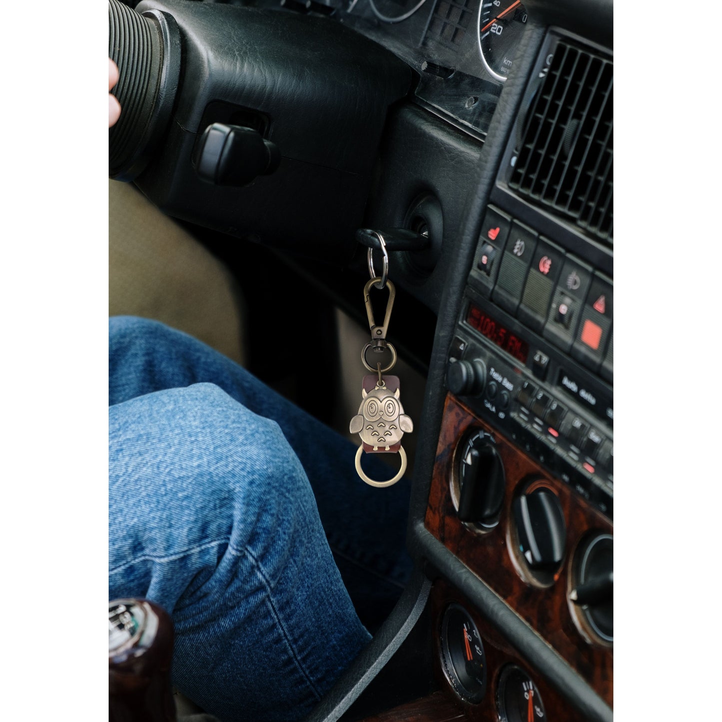 Owl Keychain Charm – Handmade Vintage Leather – Bird Gift Keyring-AuPra
