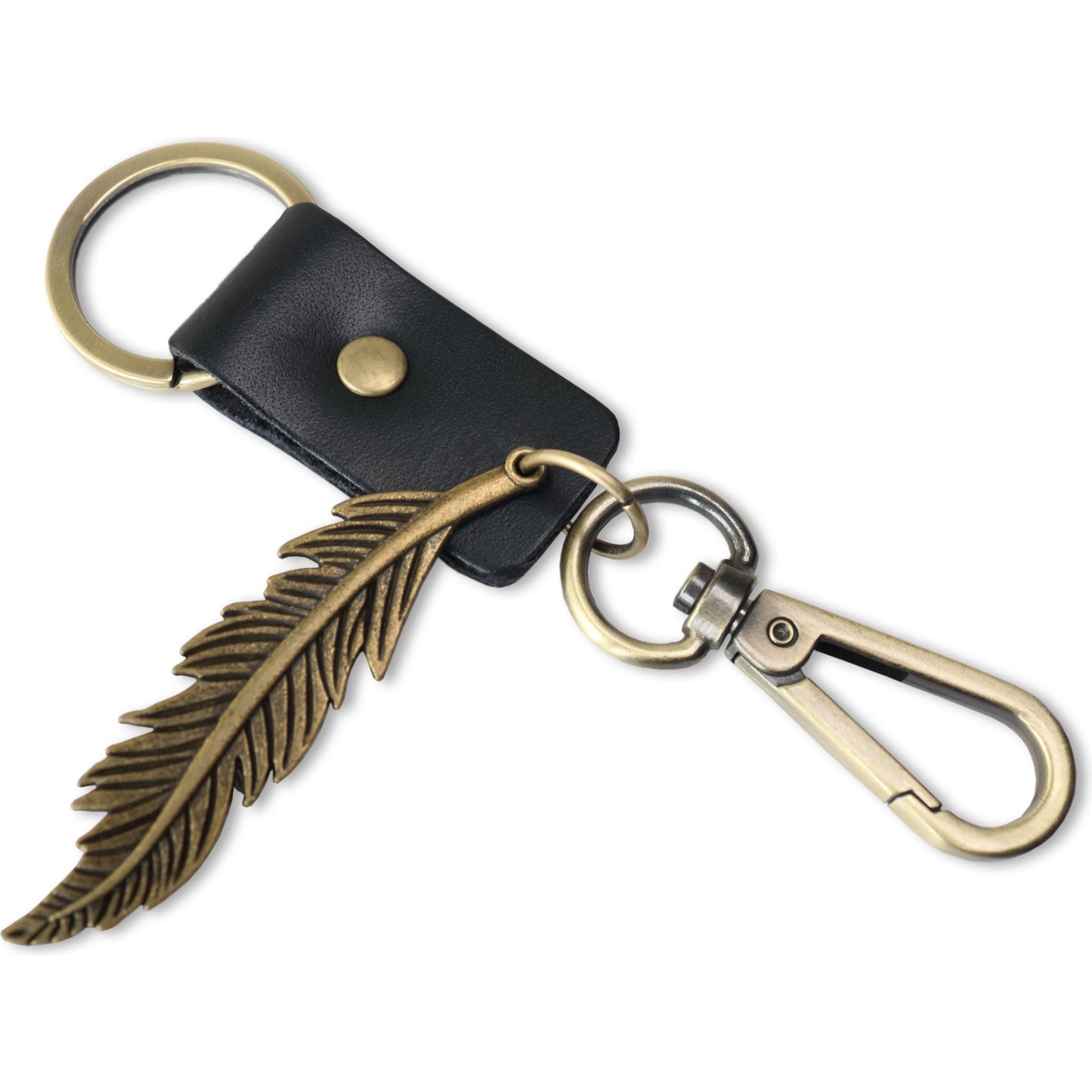 Feather Keychain Charm – Handmade Vintage Leather – Boho Style Gift Keyring-AuPra