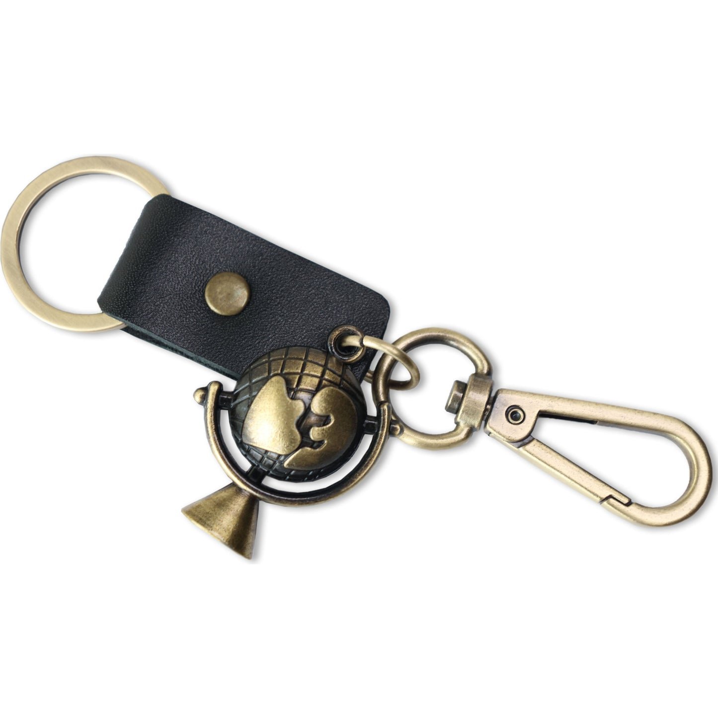 Globe Keychain Charm – Handmade Vintage Leather – Travel Lover Gift Keyring-AuPra