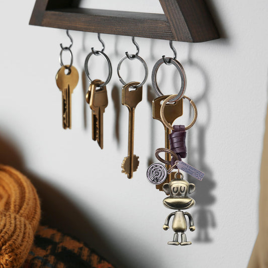 3D Monkey Keychain Gift – Handmade Vintage Leather – Funny Keyring Charm-AuPra