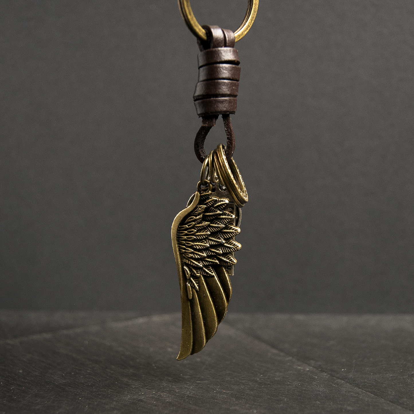 Angel Wing Keychain Charm – Handmade Vintage Leather – Guardian Angel Gift Keyring-AuPra