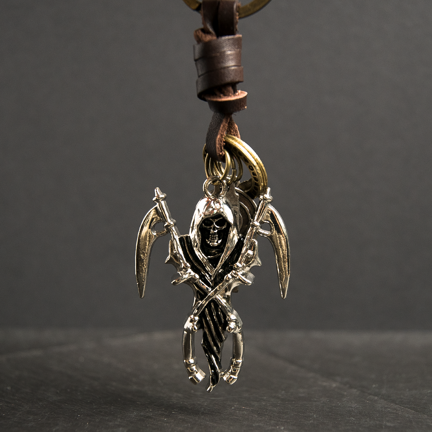 Grip Reaper Keychain Charm – Handmade Vintage Leather – Halloween Gift Keyring-AuPra