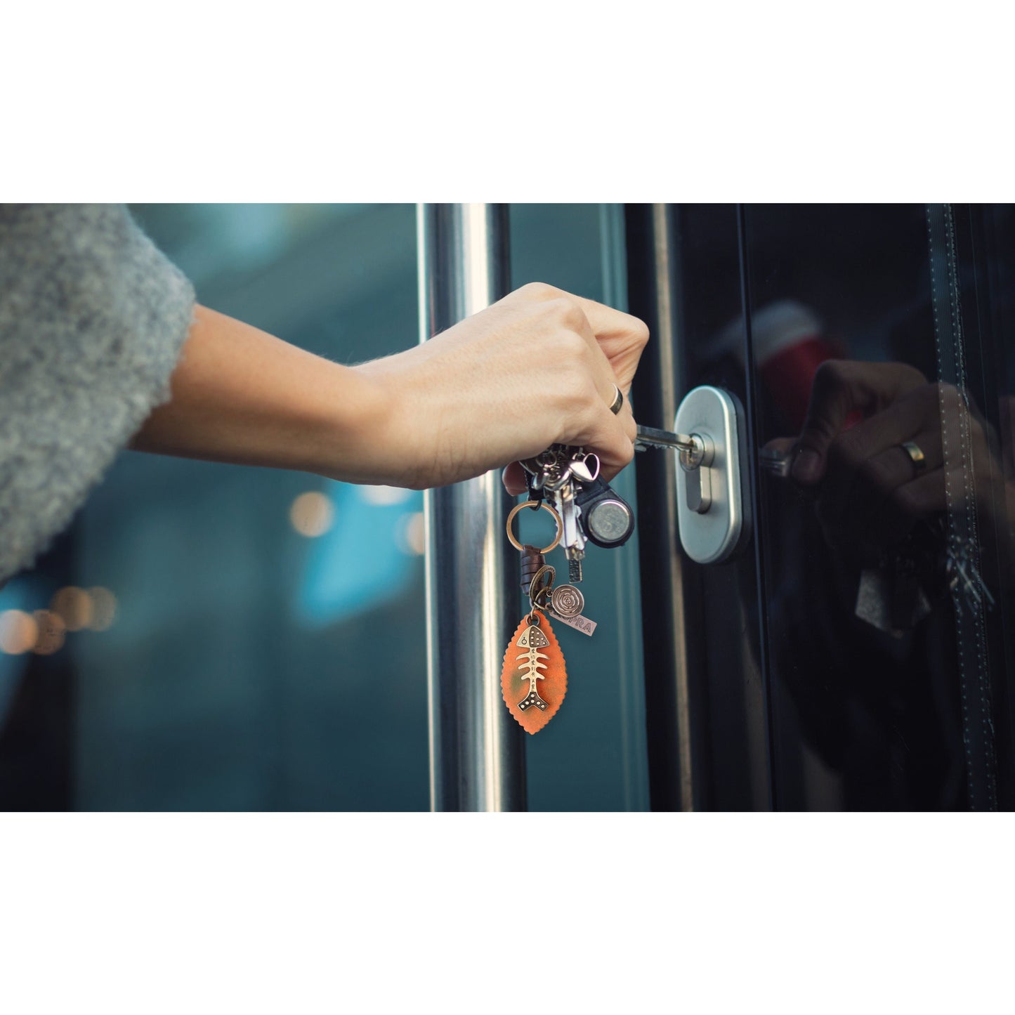 Fish Keychain Charm – Handmade Vintage Leather – Sea Lover Gift Keyring-AuPra
