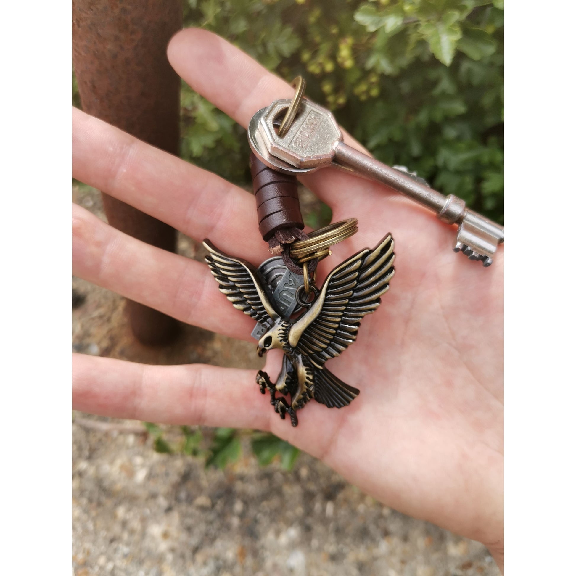 Eagle Keychain Charm – Handmade Vintage Leather – Bird Gift Keyring-AuPra