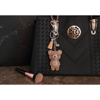 Teddy Bear Crystal Keychain – Velvet Sparkle Tassel Charm – Clip Bag Keyring Gift for Girls-AuPra