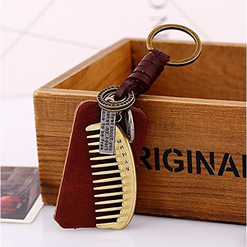 Comb Keychain Charm – Handmade Vintage Leather – Barber Gift Keyring-AuPra