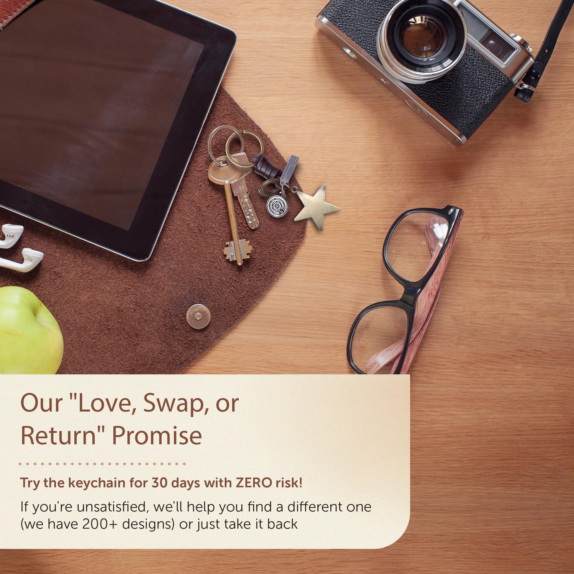 Star Keychain Charm – Handmade Vintage Leather – Wish Symbol Gift Keyring-AuPra