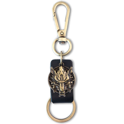 Wolf Keychain Charm – Handmade Vintage Leather – Wild Spirit Gift Keyring-AuPra