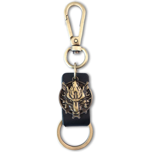Wolf Keychain Charm – Handmade Vintage Leather – Wild Spirit Gift Keyring-AuPra