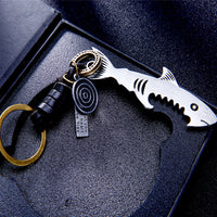 Shark Bottle Opener Keychain – Handmade Vintage Leather – Fisherman Gift Keyring-AuPra
