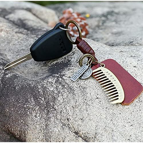 Comb Keychain Charm – Handmade Vintage Leather – Barber Gift Keyring-AuPra