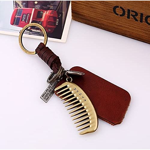Comb Keychain Charm – Handmade Vintage Leather – Barber Gift Keyring-AuPra