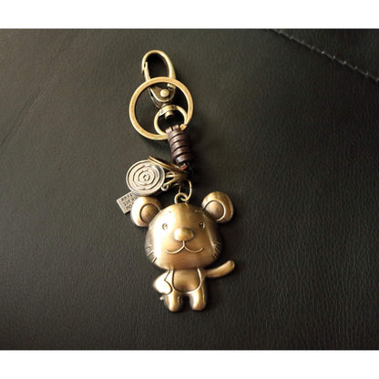 Zodiac Animal Keychain – Handmade Vintage Leather – Lucky Gift Keyring Collection-AuPra