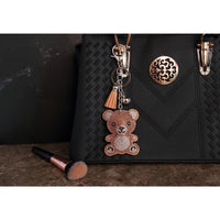 Teddy Bear Crystal Keychain – Velvet Sparkle Tassel Charm – Clip Bag Keyring Gift for Girls-AuPra