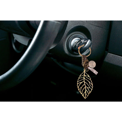 Leaf Keychain Charm – Handmade Vintage Leather – Botanical Gift Keyring-AuPra