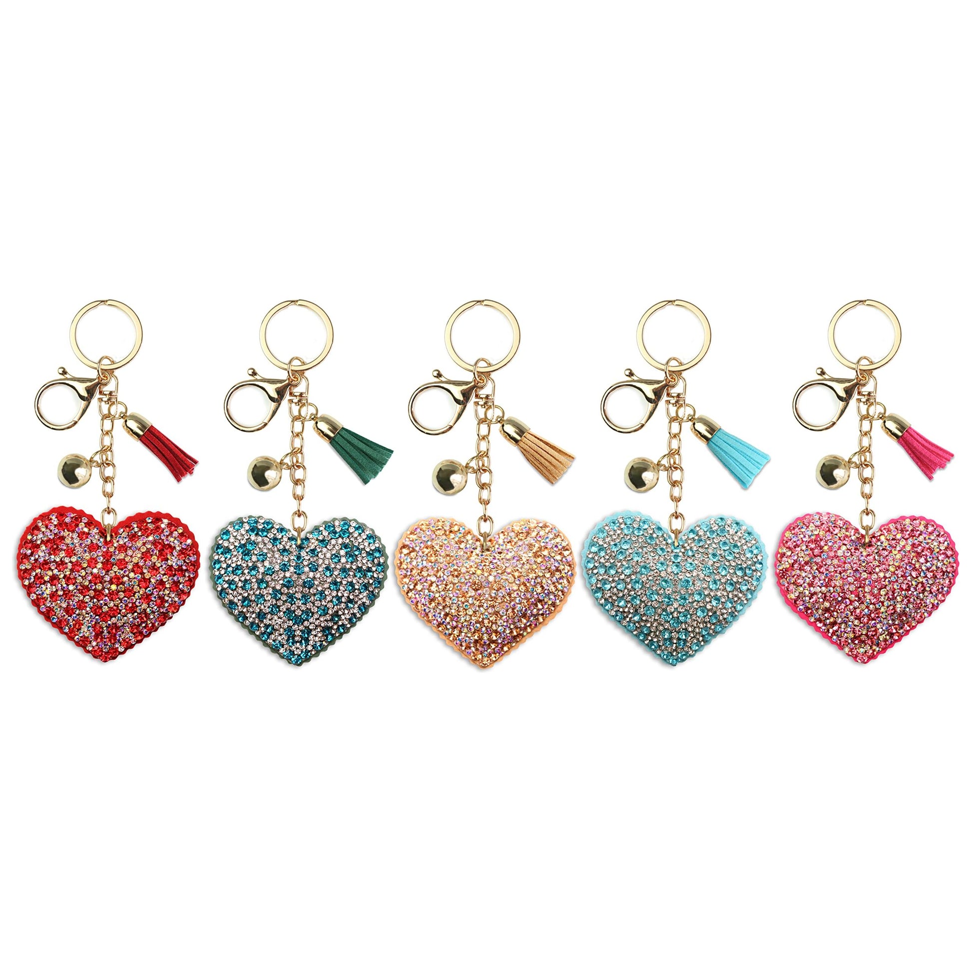 Heart Crystal Keychain – Velvet Sparkle Tassel Charm – Clip Bag Keyring Gift for Girls-AuPra
