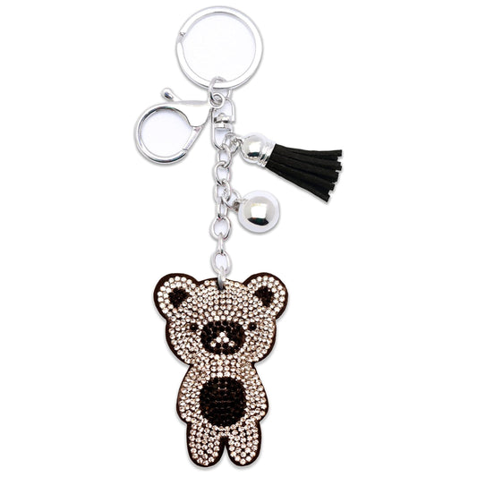 Panda Bear Crystal Keychain – Velvet Sparkle Tassel Charm – Clip Bag Keyring Gift for Girls-AuPra
