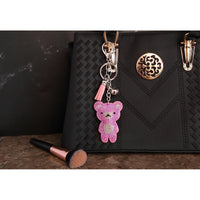Teddy Bear Crystal Keychain – Velvet Sparkle Tassel Charm – Clip Bag Keyring Gift for Girls-AuPra