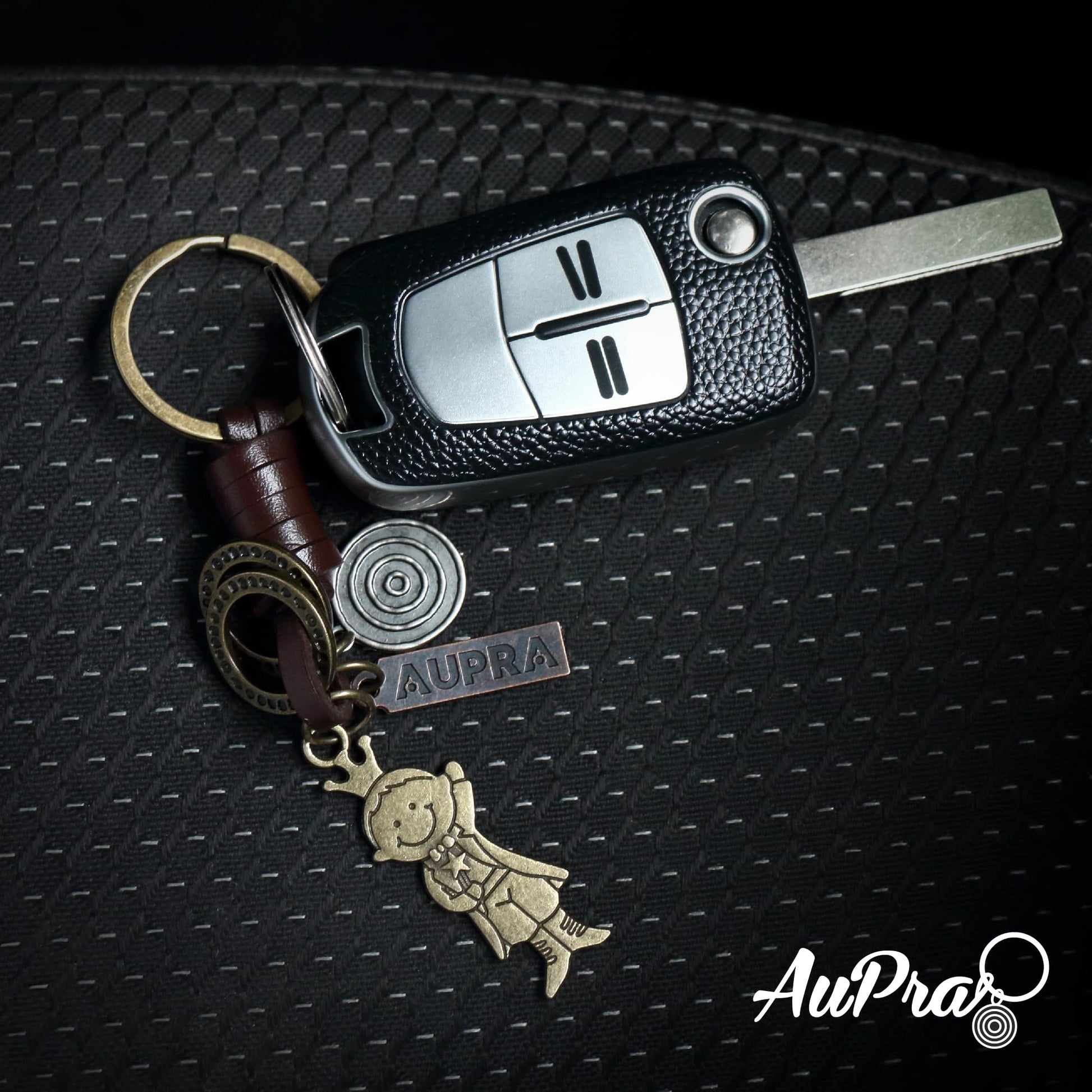 Prince Crown Keychain Charm – Handmade Vintage Leather – Royal Gift Keyring-AuPra