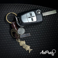 Prince Crown Keychain Charm – Handmade Vintage Leather – Royal Gift Keyring-AuPra