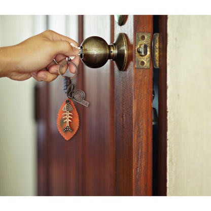 Fish Keychain Charm – Handmade Vintage Leather – Sea Lover Gift Keyring-AuPra