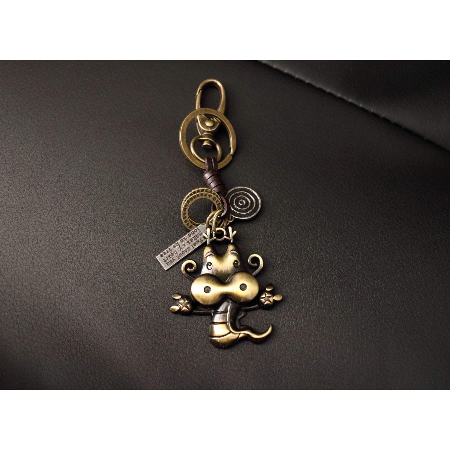 Zodiac Animal Keychain – Handmade Vintage Leather – Lucky Gift Keyring Collection-AuPra
