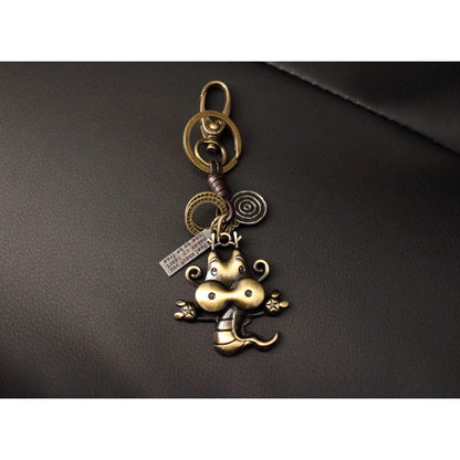Zodiac Animal Keychain – Handmade Vintage Leather – Lucky Gift Keyring Collection-AuPra