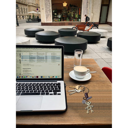 Robot Keychain Charm – Handmade Vintage Leather – Funny Gift Keyring-AuPra