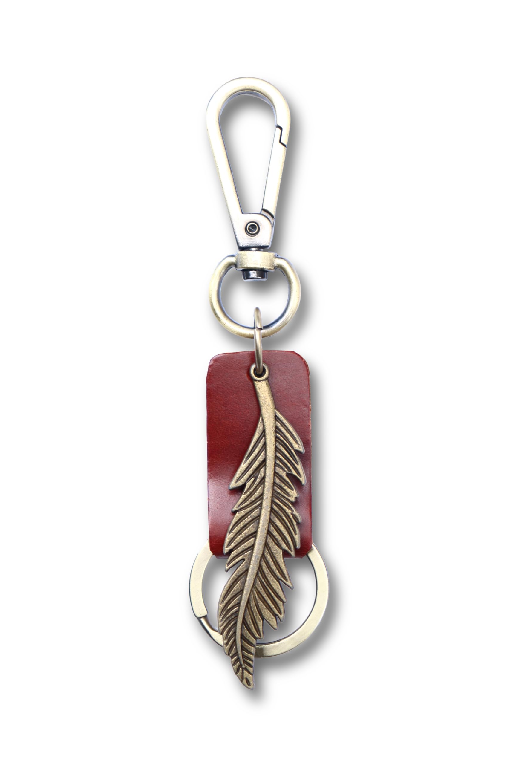 AuPra Feather KeyChain Gift Women & Men Leather KeyRing Home Car Keys Holder Present