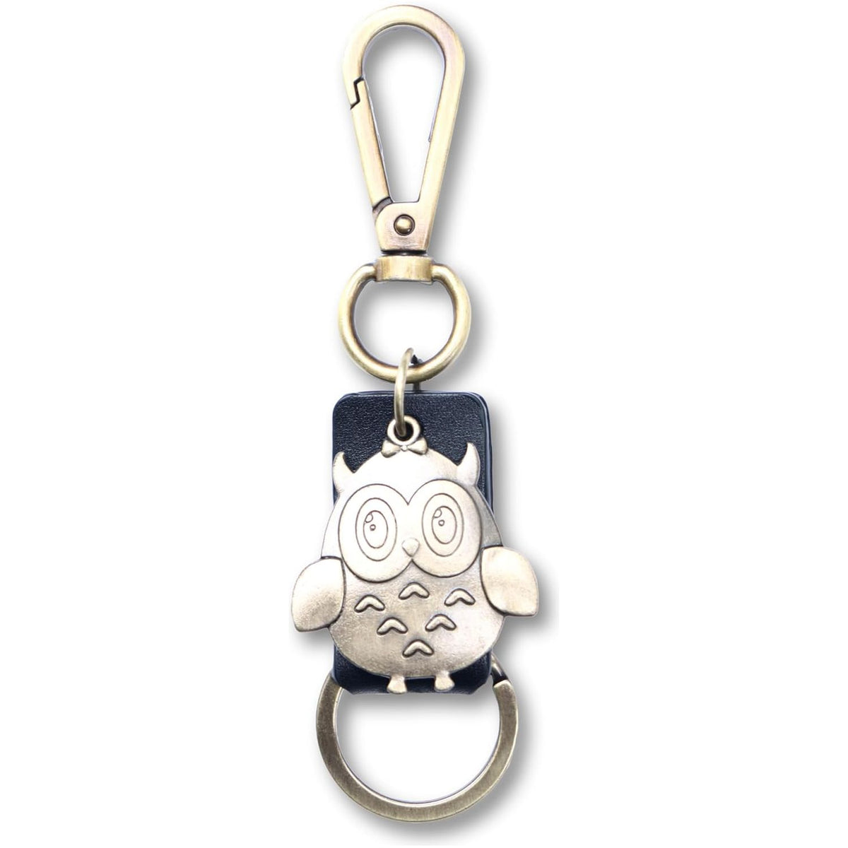 Owl Keychain Charm – Handmade Vintage Leather – Bird Gift Keyring-AuPra