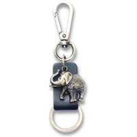 Elephant Keychain Gift – Handmade Vintage Leather – Good Luck Keyring Charm-AuPra