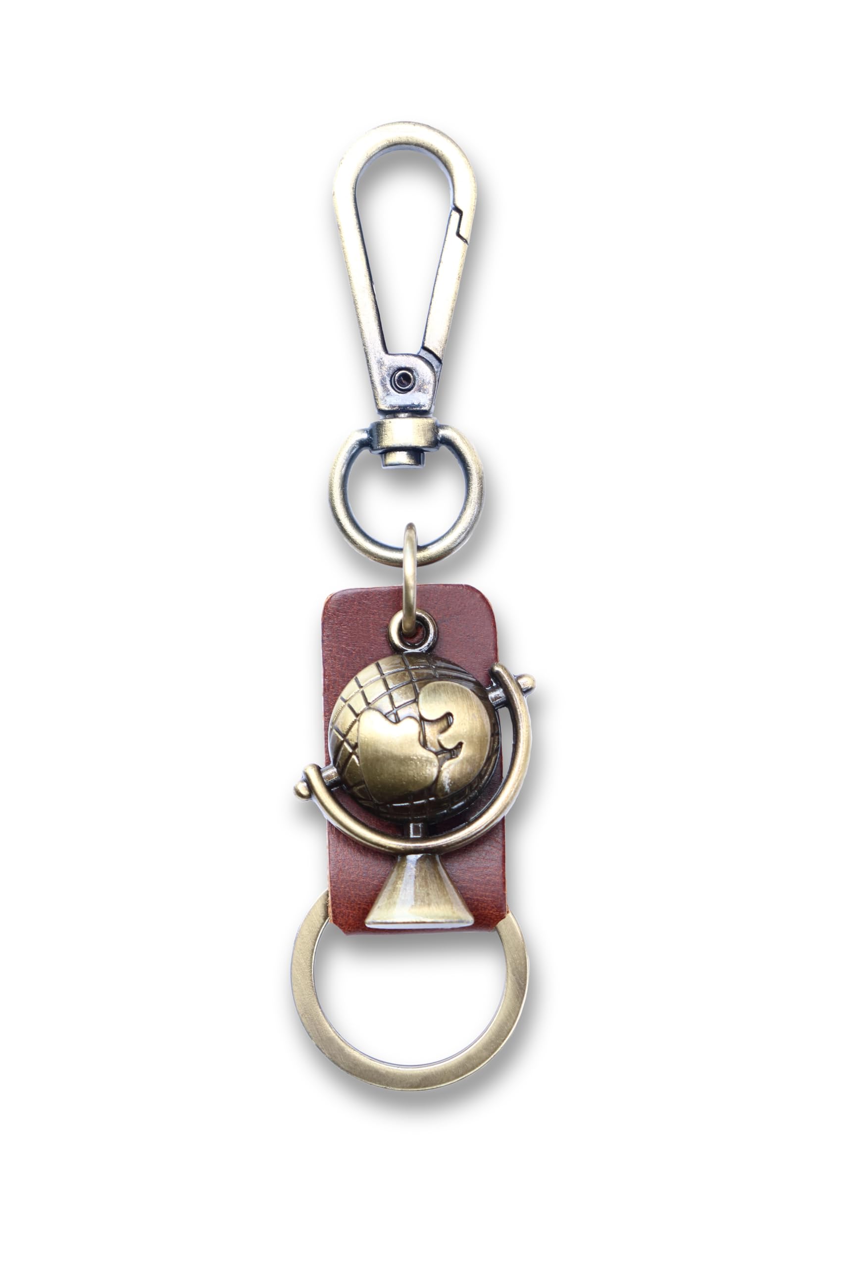 AuPra World Globe KeyChain Gift Women & Men Leather KeyRing Home Car Door Keys Holder Traveler Present